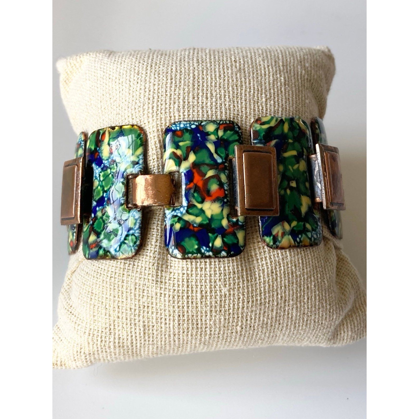Vintage Matisse Enamel Copper Panel Bracelet